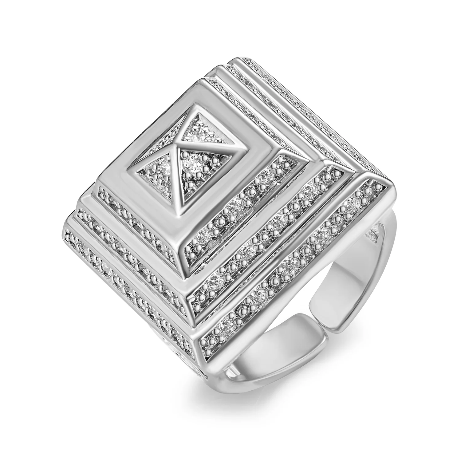 Silver Pyramid Ring with Stones XXL - Image 4