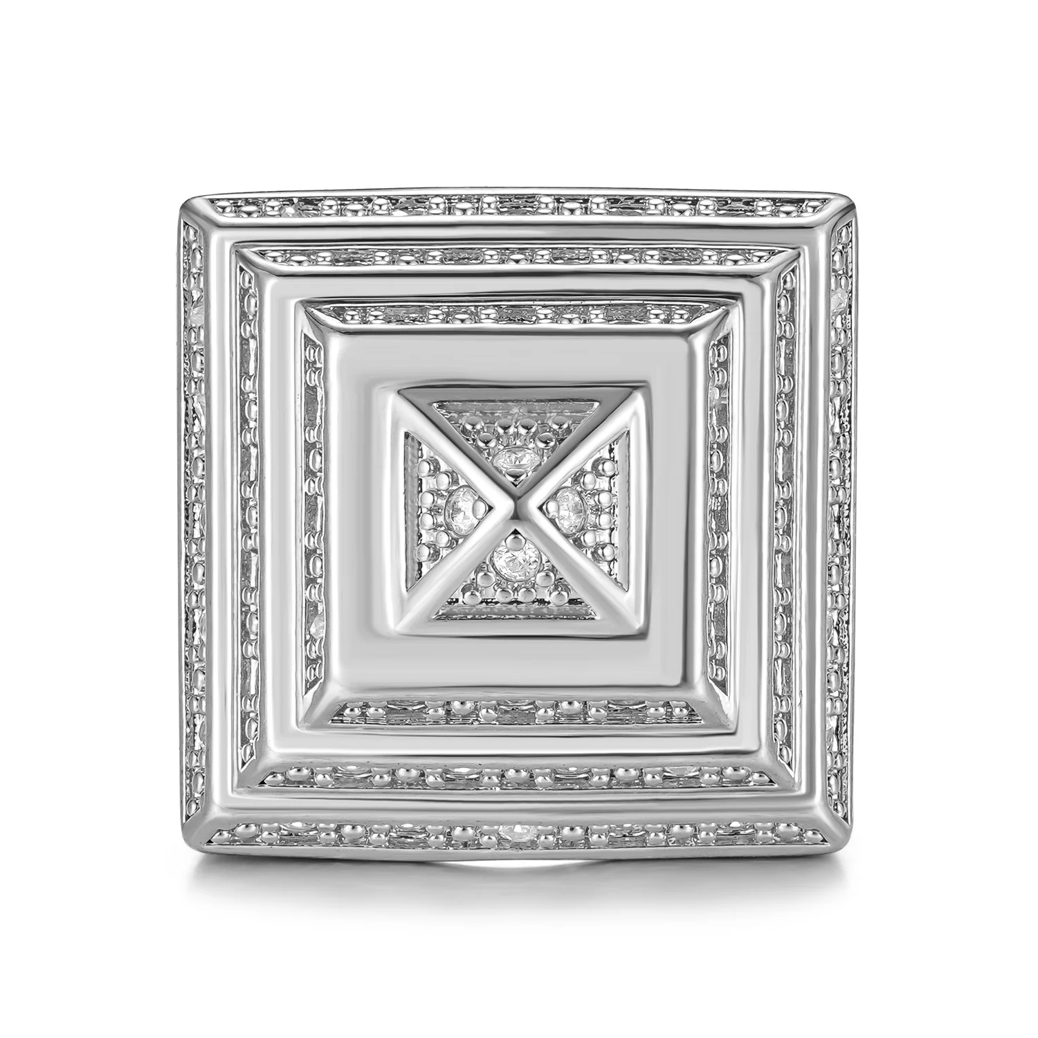Silver Pyramid Ring with Stones XXL - Image 5