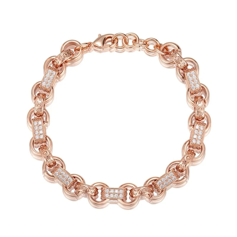 Rose Gold 10mm Gypsy Link Belcher Bracelet 8 inch - Image 3