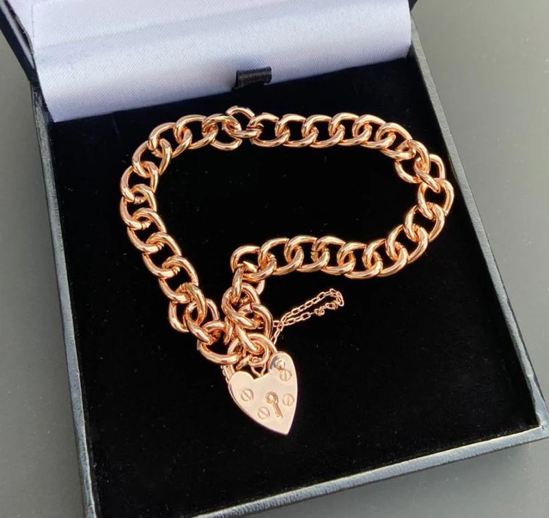 Rose Gold Heart Lock Bracelet - Image 3