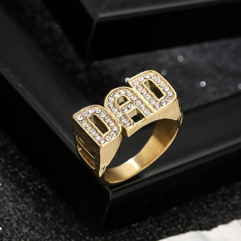 Gold Dad Ring with Stones Waterproof - Image 5