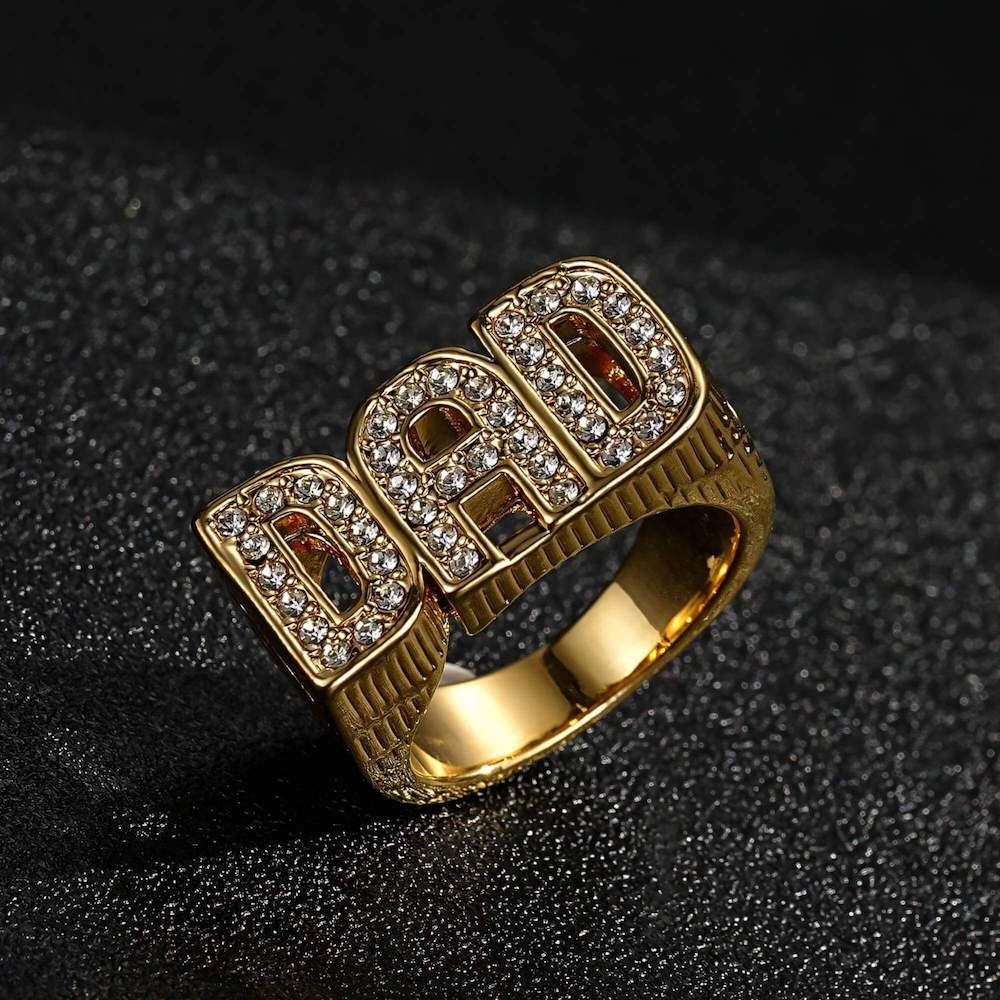 Gold Dad Ring with Stones Waterproof - Image 6
