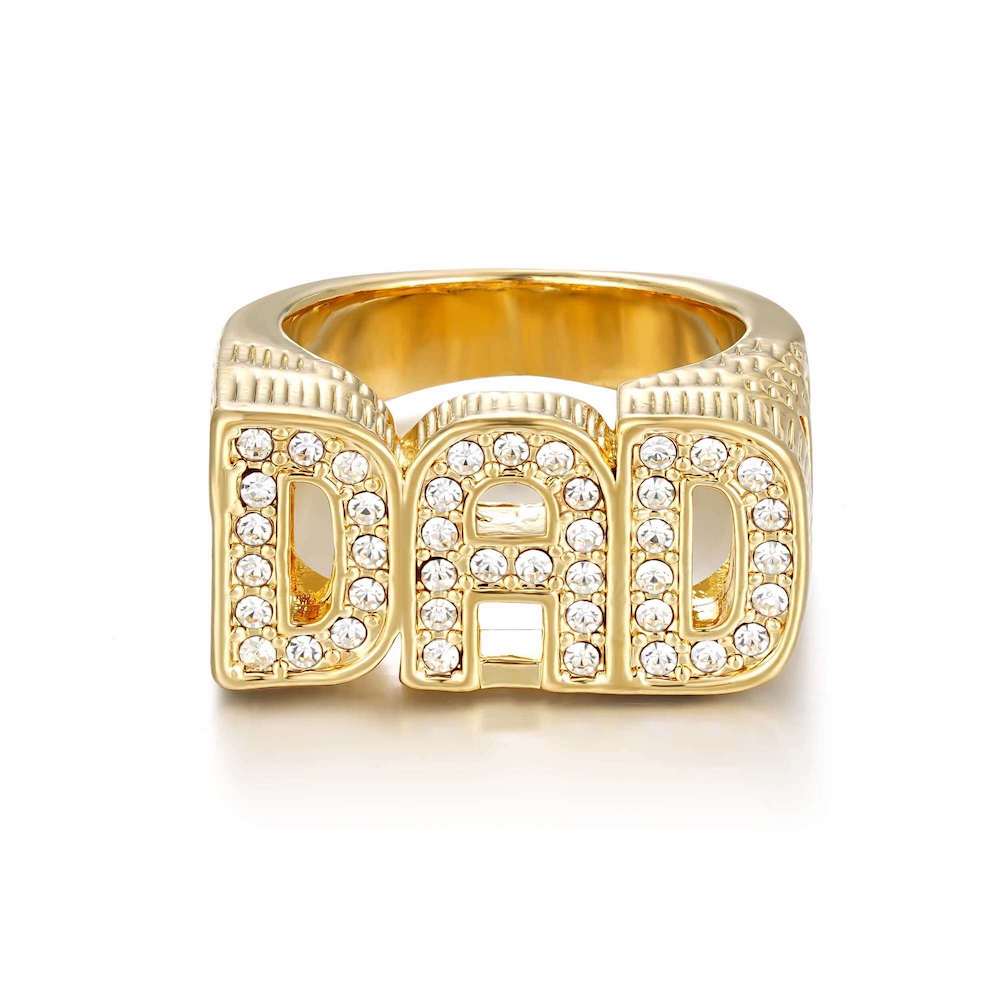 Gold Dad Ring with Stones Waterproof - Image 8