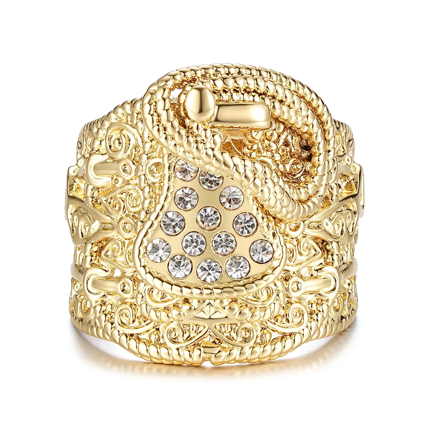 Gold Waterproof Saddle Ring with Stones - Image 4