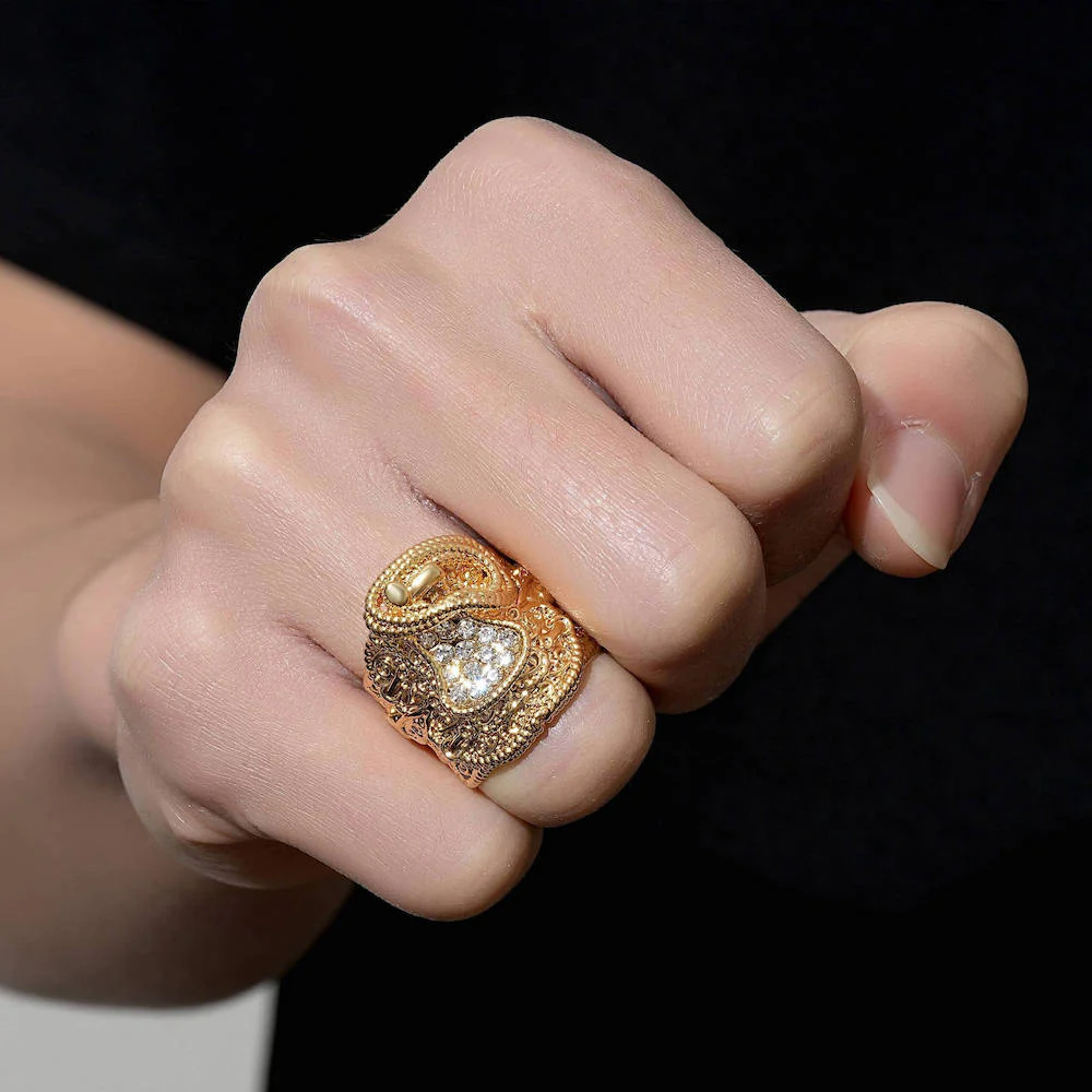 Gold Waterproof Saddle Ring Stones Sized - Image 3