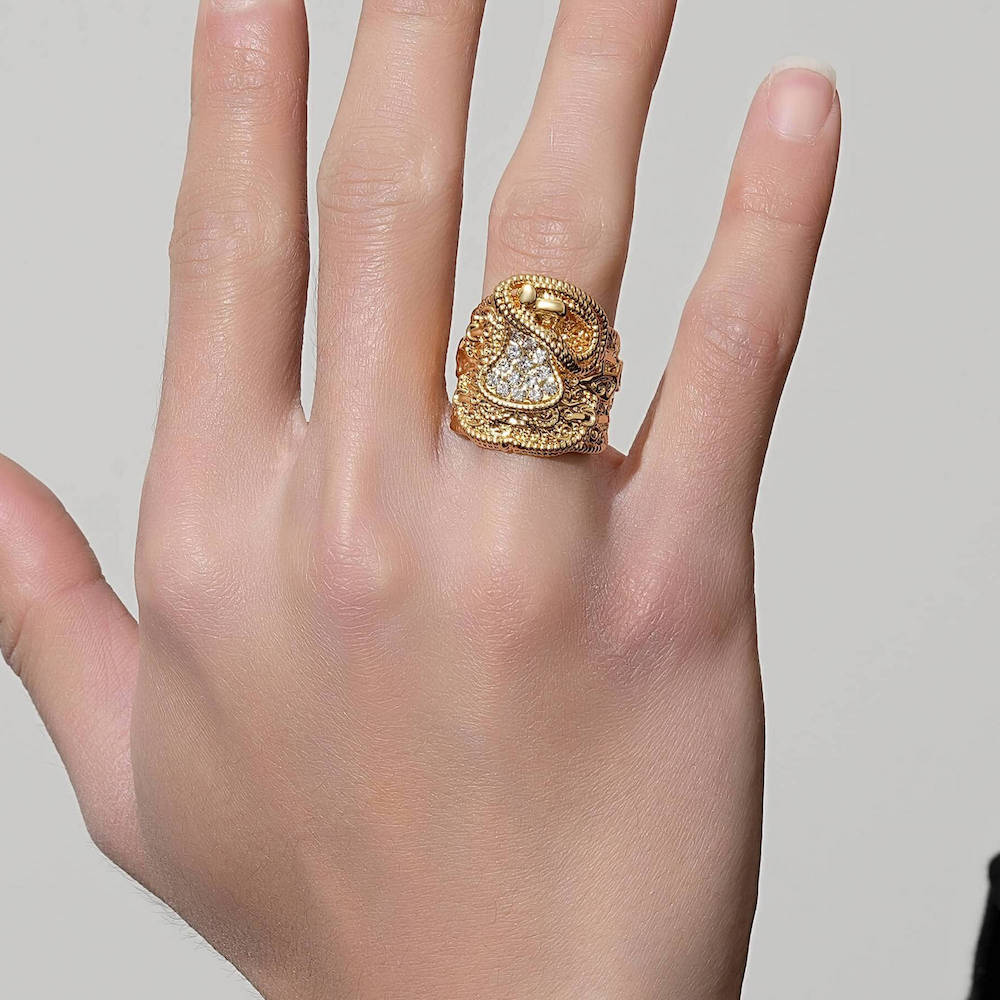 Gold Waterproof Saddle Ring Stones Sized - Image 4