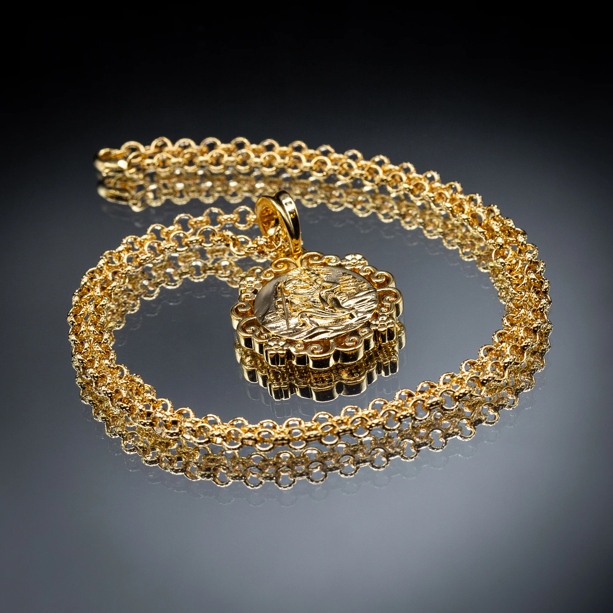 Gold St Christopher Pendant Flower Mount - Image 5