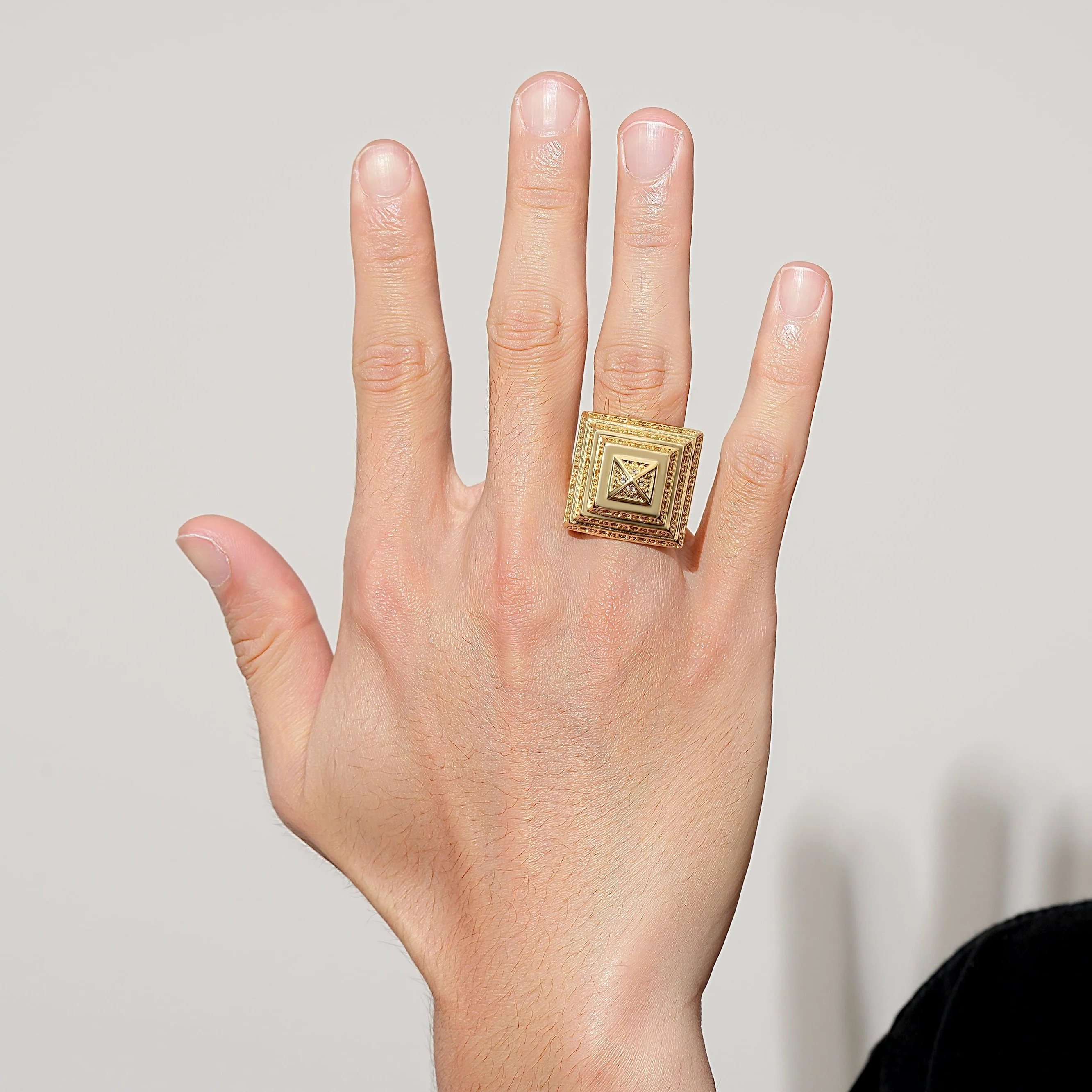 Gold Pyramid Ring with Stones XXL - Image 3