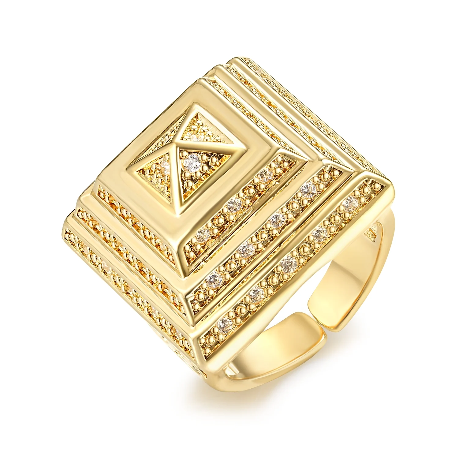 Gold Pyramid Ring with Stones XXL - Image 4