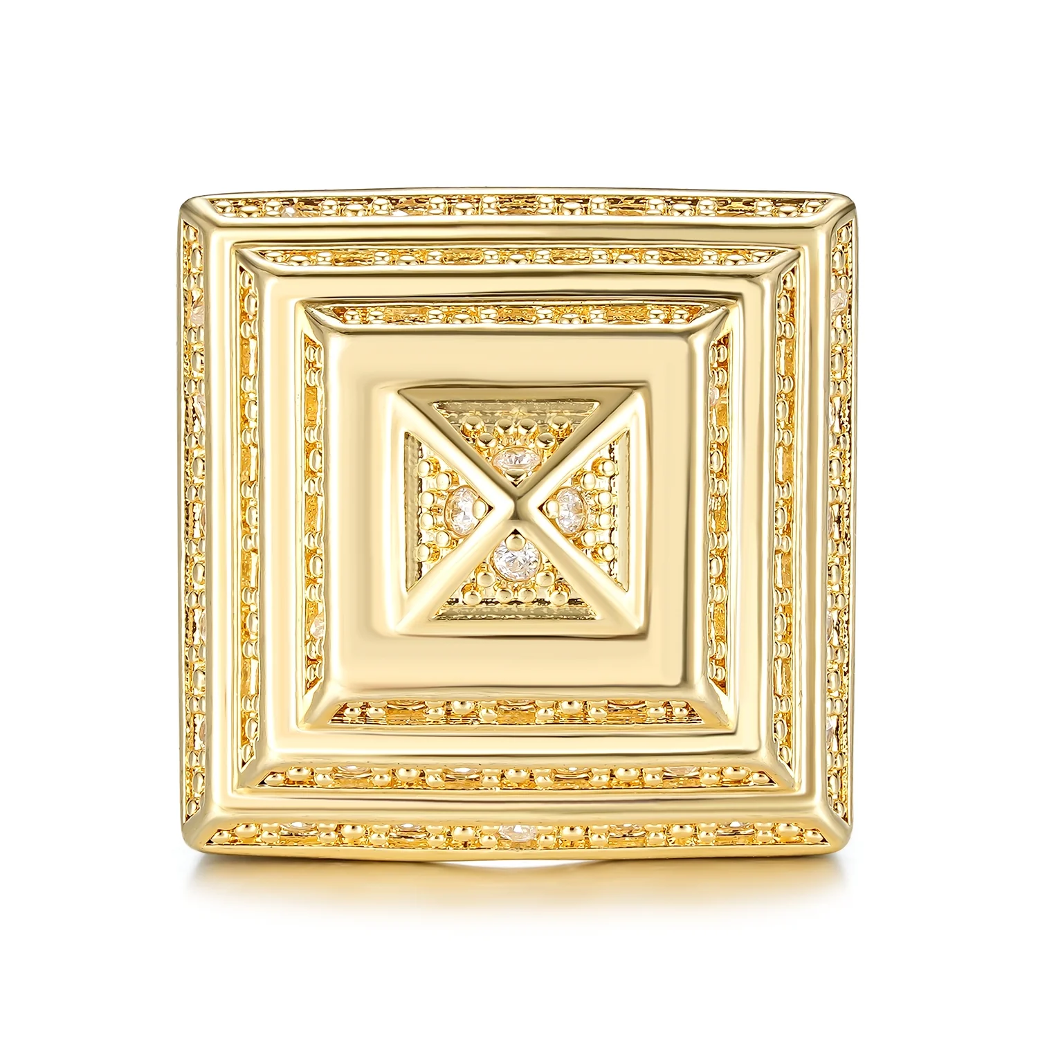 Gold Pyramid Ring with Stones XXL - Image 5